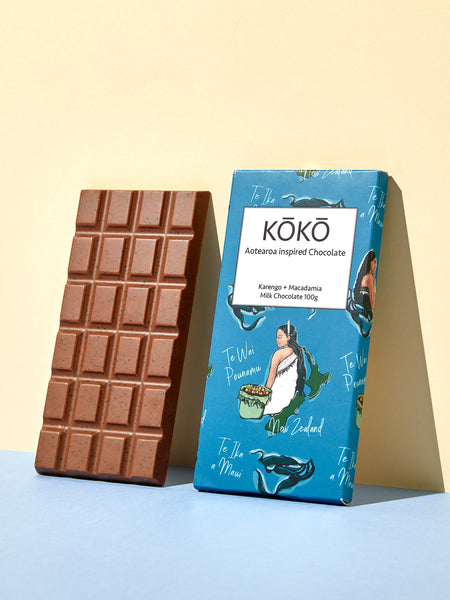 Karengo + Macadamia Milk Chocolate Bar by Hoete Mitai-Ngatai and Adrienne Whitewood