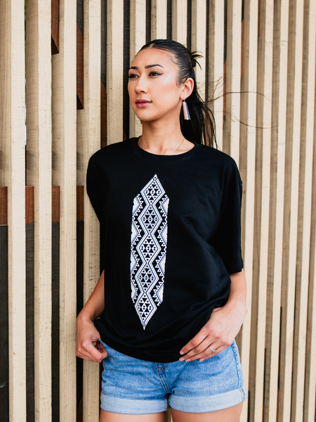 Waharua Kopito Print Tee - Black