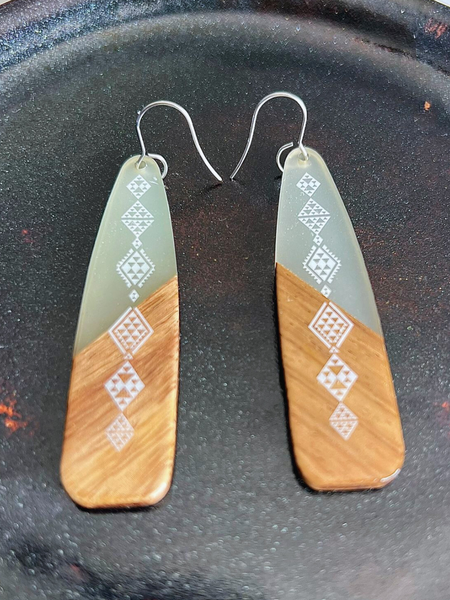 Luminescent & Dark Wood Taniko Waru Earrings - Large