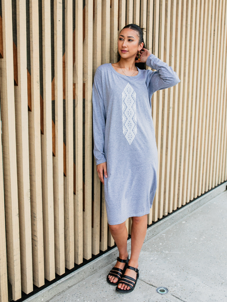 Waharua Kopito Long Sleeve Dress - Grey