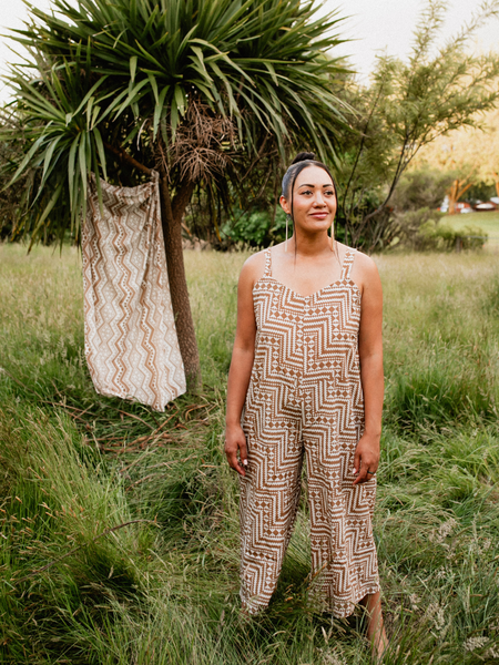 Papakirango Jumpsuit - White & Brown