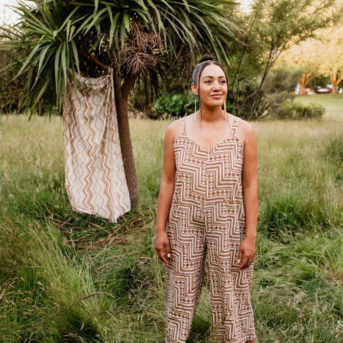 Papakirango Jumpsuit - White & Brown