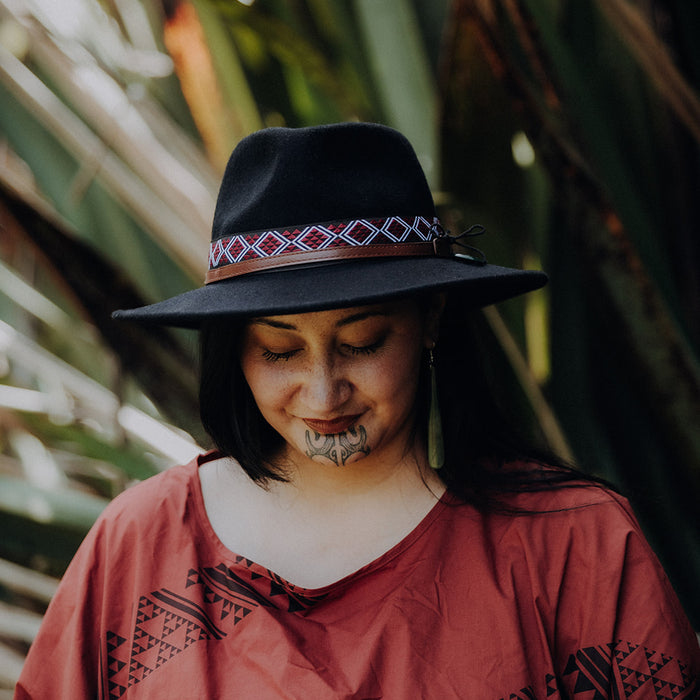 Short Brim Wool Hat Black Adrienne Whitewood NZ