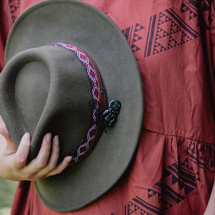 Short Brim Wool Hat - Olive