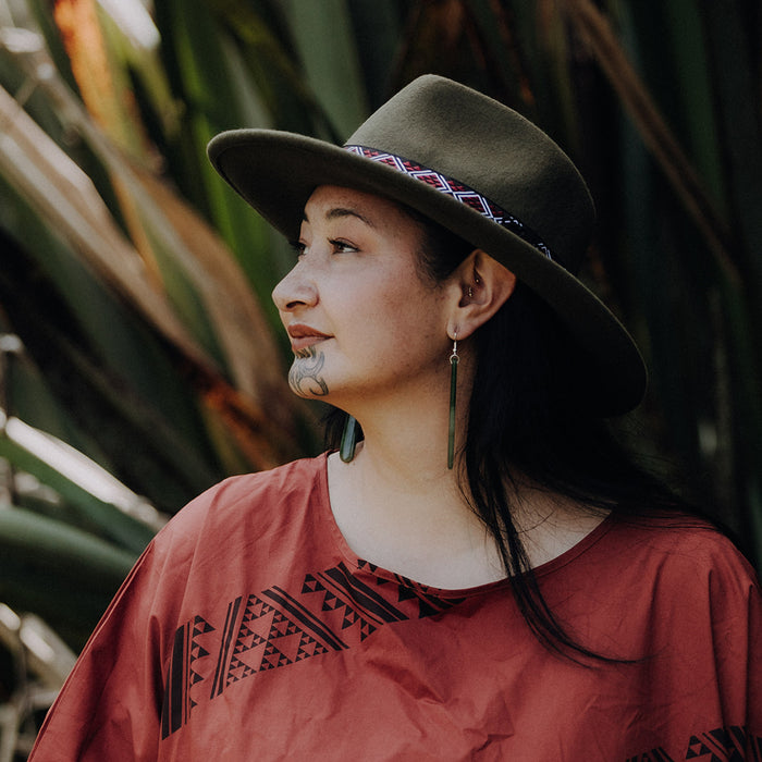 Short Brim Wool Hat - Olive