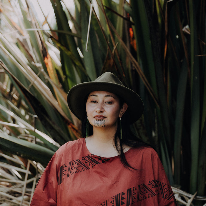 Short Brim Wool Hat - Olive