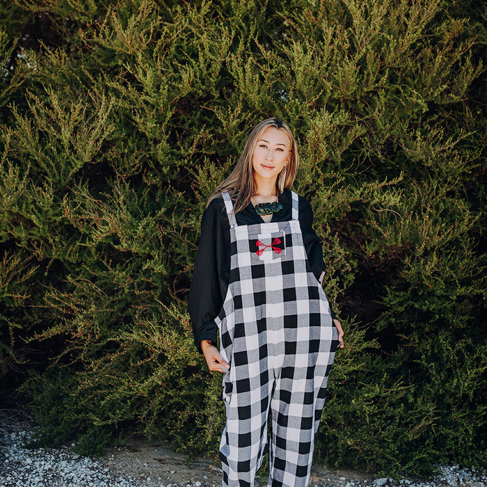 Tartan Overalls - White & Black