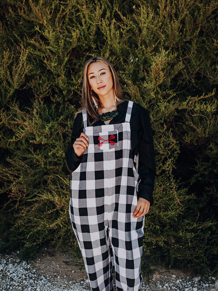 Tartan Overalls - White & Black