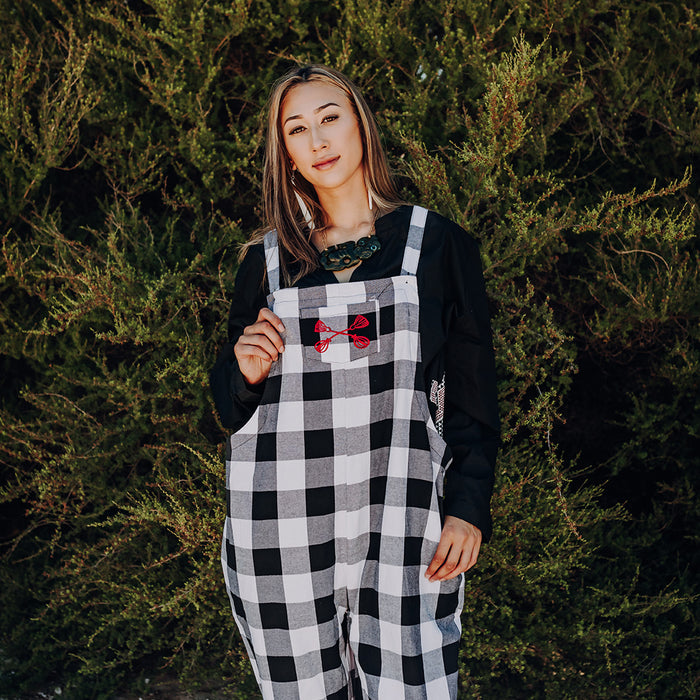 Tartan Overalls - White & Black