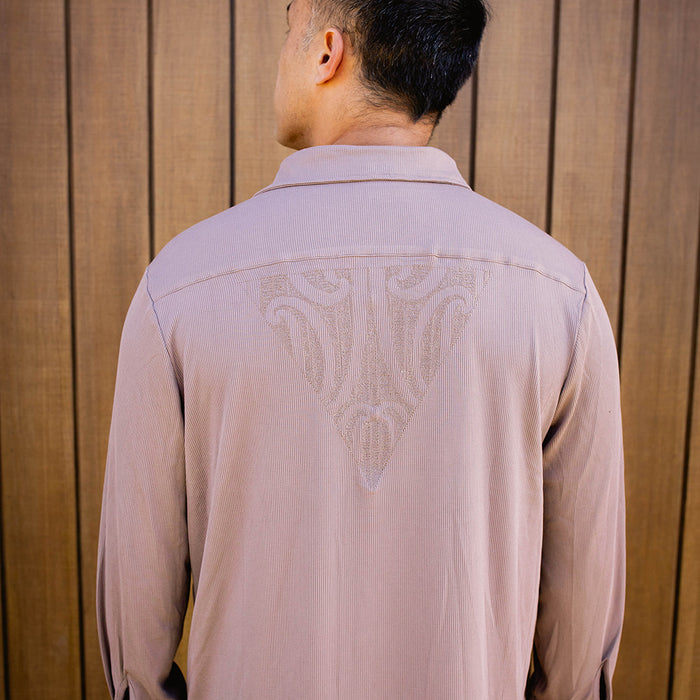 Pūngao Embroidered Long Sleeve Mens Shirt