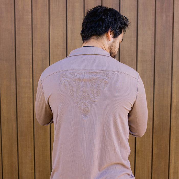 Pūngao Embroidered Long Sleeve Mens Shirt