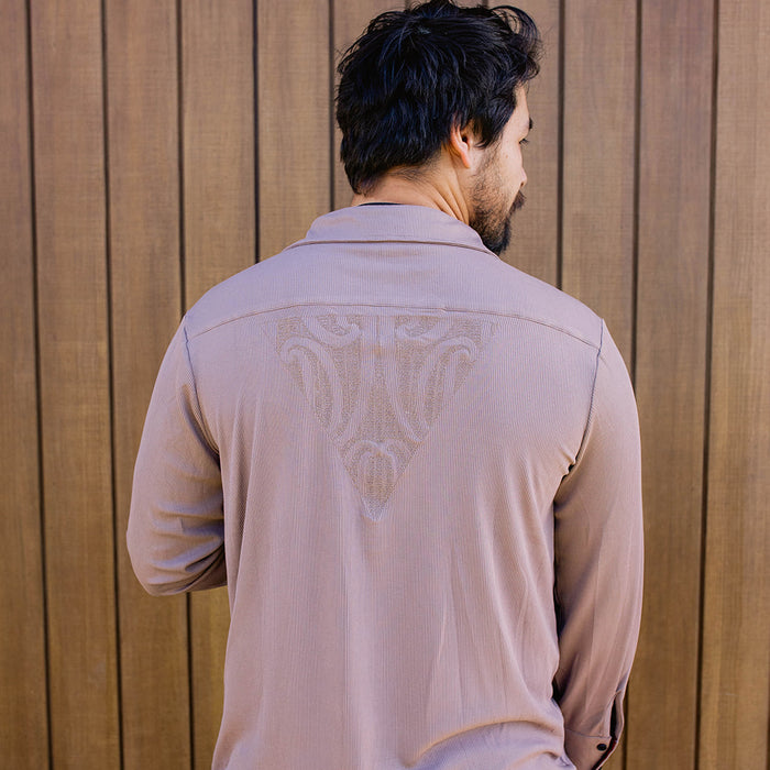 Pūngao Embroidered Long Sleeve Mens Shirt