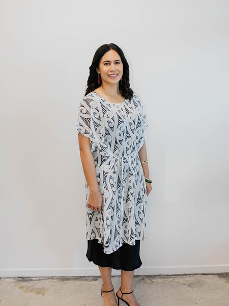 Ngaru Print Dress - White