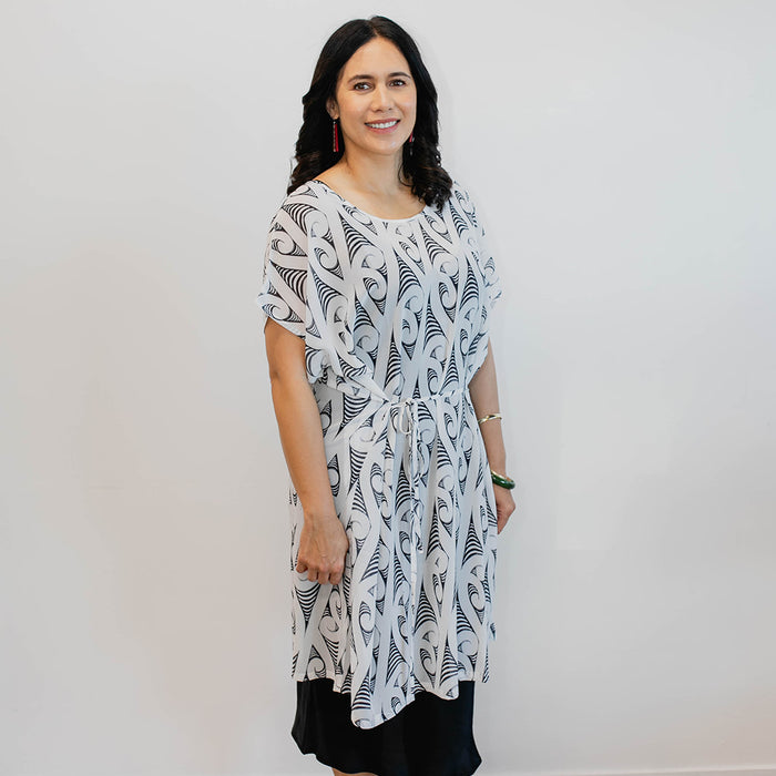 Ngaru Print Dress - White