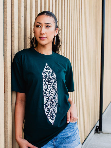 Waharua Kopito Print Tee - Pine Green