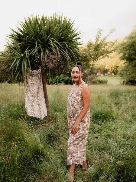 Papakirango Jumpsuit - White & Brown