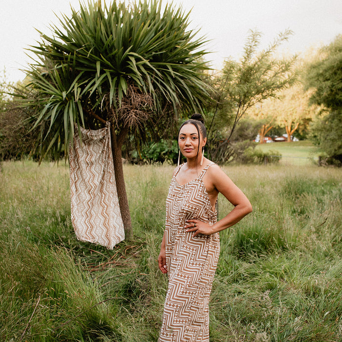 Papakirango Jumpsuit - White & Brown