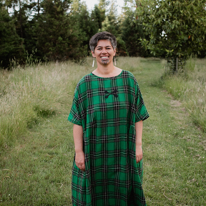 Tartan Short Sleeve Dress - Emerald