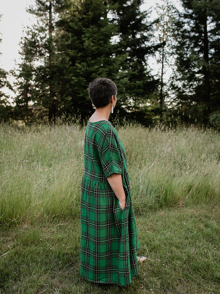 Tartan Short Sleeve Dress - Emerald