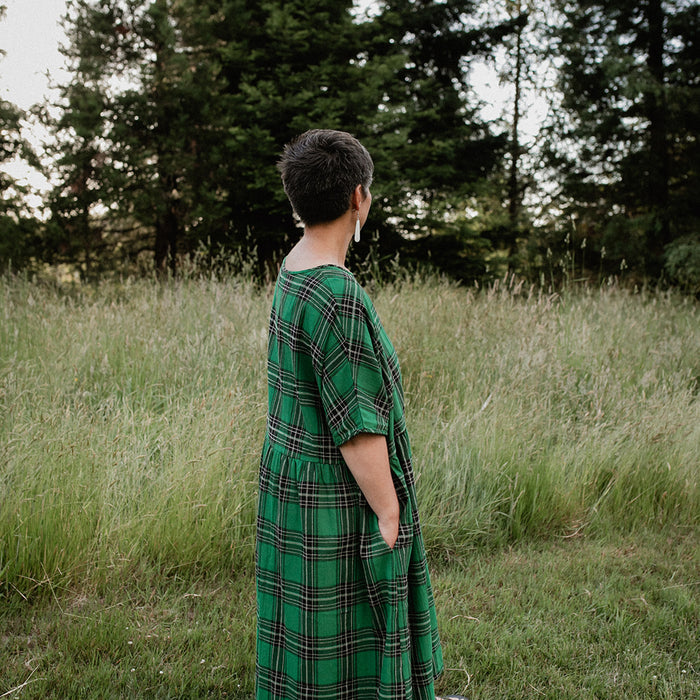 Tartan Short Sleeve Dress - Emerald