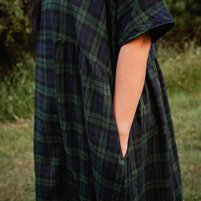 Tartan Short Sleeve Dress - Green