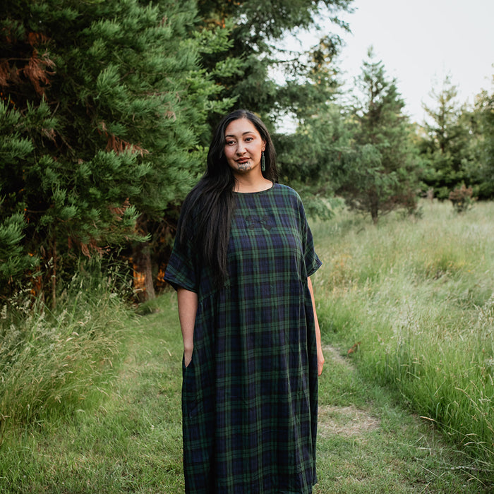 Tartan Short Sleeve Dress - Green