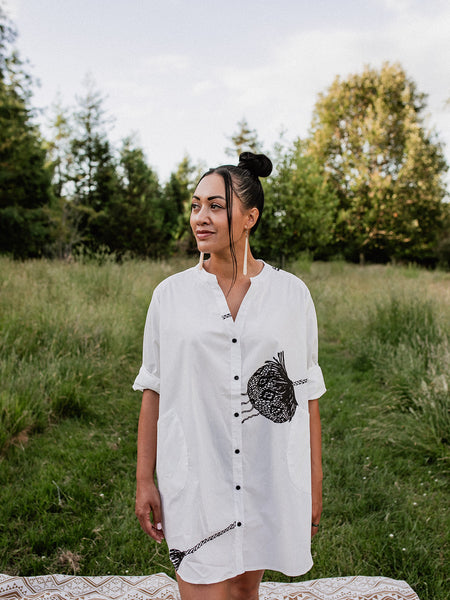 Poi Taniko Button Shirt - White