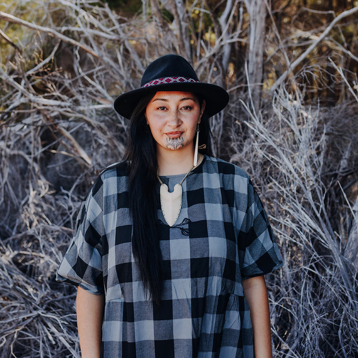 Tartan Short Sleeve Dress - Grey & Black