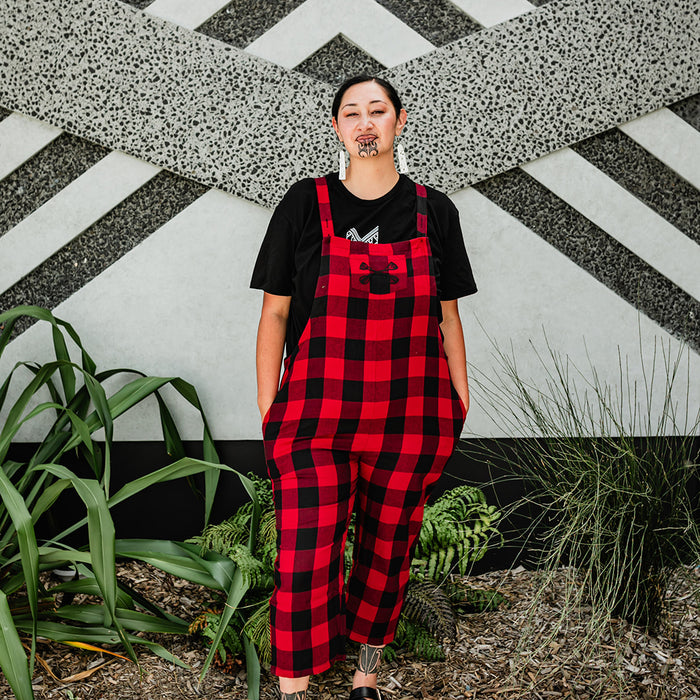 Tartan Overalls - Red & Black