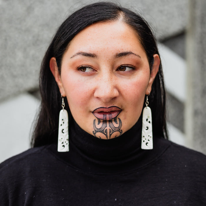 Triple Manaia Bone Earring