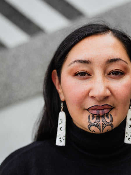 Triple Manaia Bone Earring