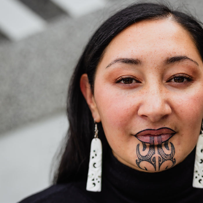 Triple Manaia Bone Earring