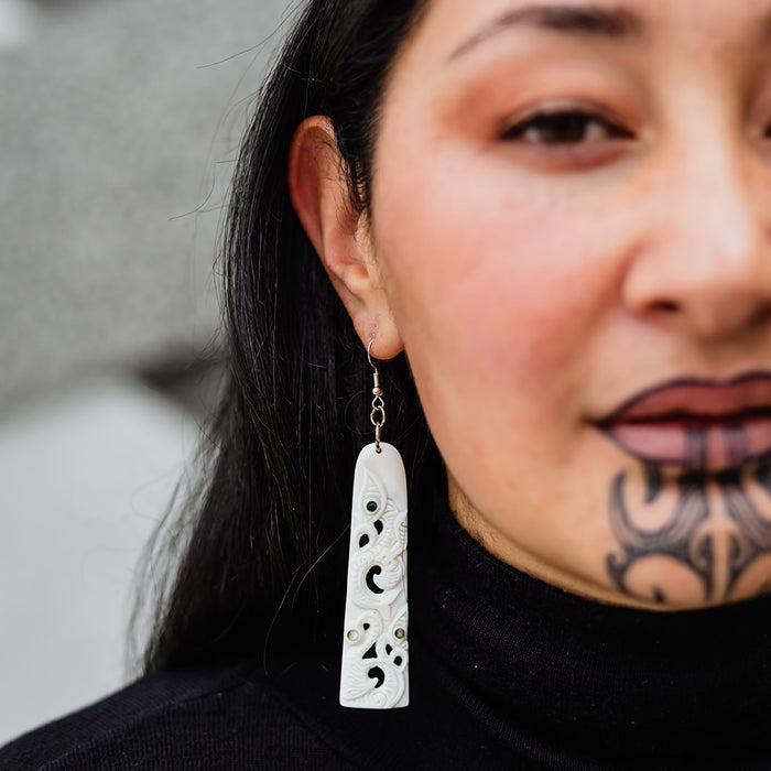 Triple Manaia Bone Earring