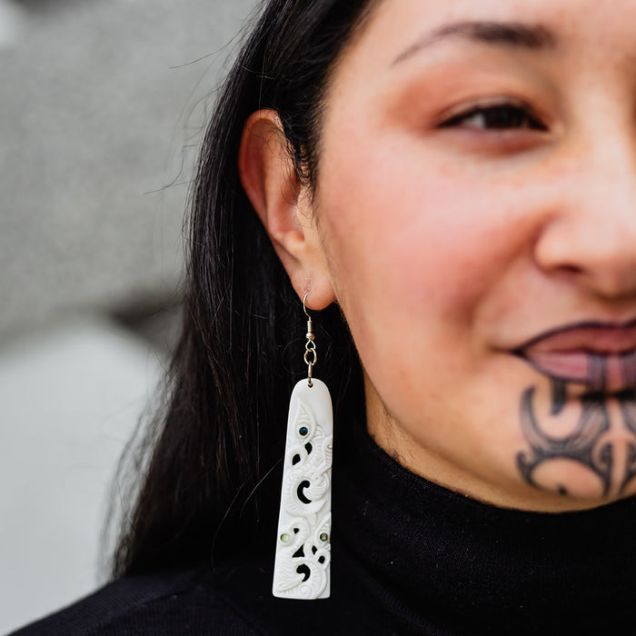 Triple Manaia Bone Earring