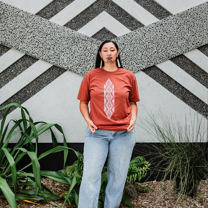 Waharua Kopito Print Tee - Clay