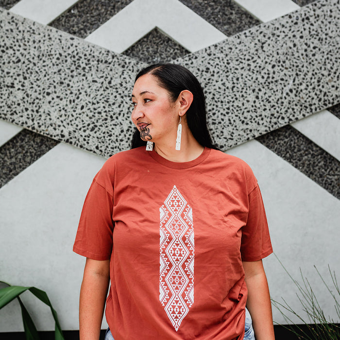 Waharua Kopito Print Tee - Clay