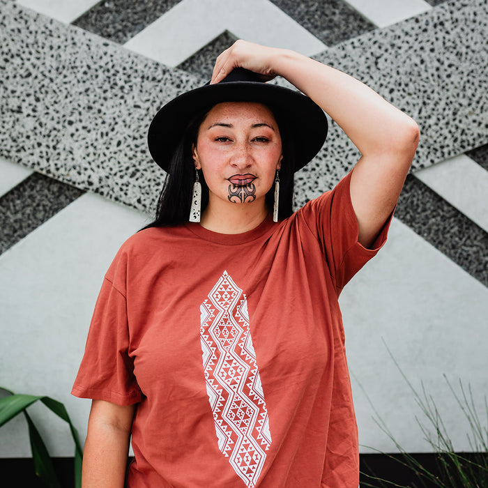 Waharua Kopito Print Tee - Clay