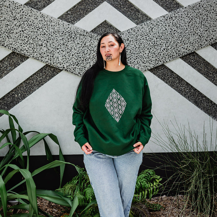 Taimana Print Crew - Forest Green