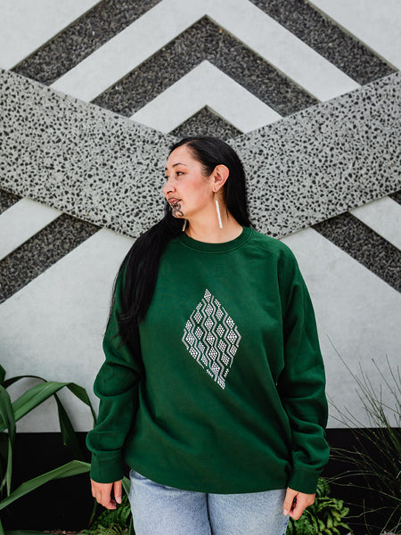 Taimana Print Crew - Forest Green