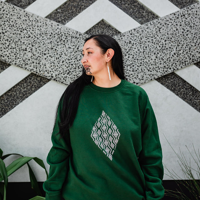 Taimana Print Crew - Forest Green