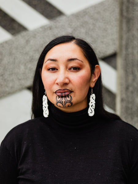 Double Manaia Bone Earrings with hook