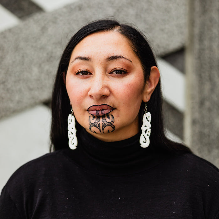 Double Manaia Bone Earrings with hook