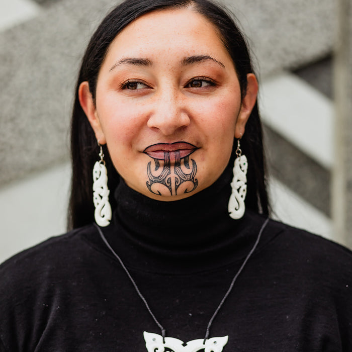 Double Manaia Bone Earrings with hook