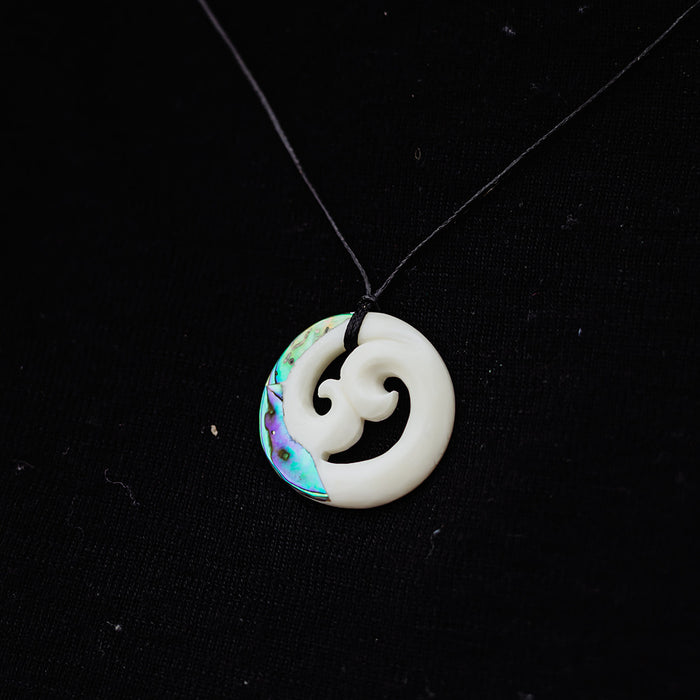 Bone Double Koru Pendant