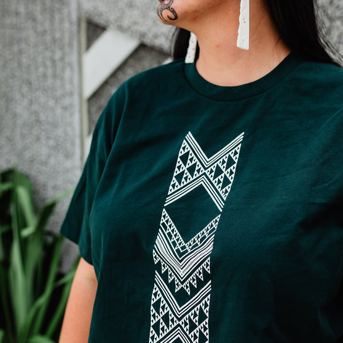 Taniko Hou Print Tee - Pine Green