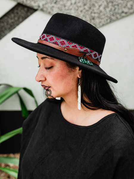 Short Brim Wool Hat - Black