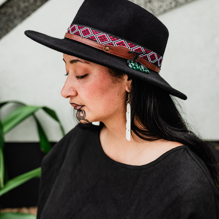 Short Brim Wool Hat - Black