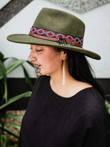 Short Brim Wool Hat - Olive