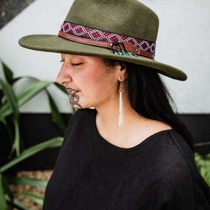Short Brim Wool Hat - Olive