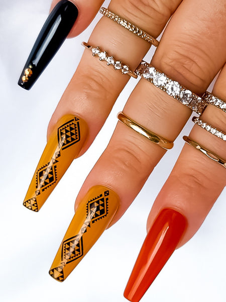 Taniko Waru Maori Designed Nail Stickers by Maori Artist Prim Imporper nails and Maori Fashion Designer Adrienne Whitewood